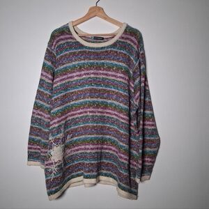 Penningtons Sweater Crewneck Pullover Stripes Winter Snowflake Size 4X